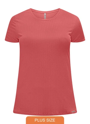 Lunender Mais Mulher - Blusa Alongada Canelada Plus Size Rosa - LUNENDER MAIS MULHER
