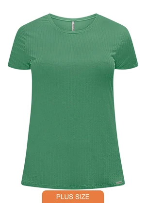 Lunender Mais Mulher - Blusa Alongada Canelada Plus Size Verde - LUNENDER MAIS MULHER
