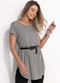Quintess - Blusa Alongada Laranja com Barra Arrendondada - variação: Cinza
