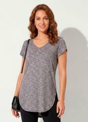 Blusa Alongada Cinza com Decote V