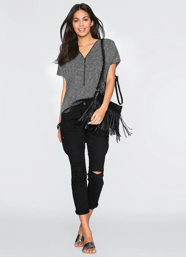 Outlet - Blusa Alongada Cinza 6