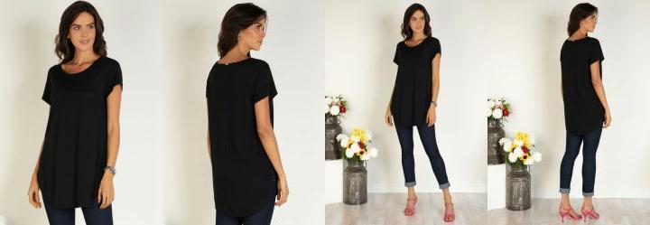 Blusa Alongada Preta com Barra Arrendondada