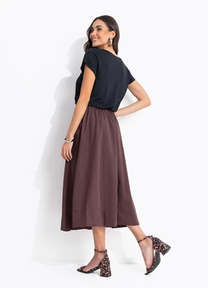 Quintess - Blusa Alongada Preta com Decote V - QUINTESS