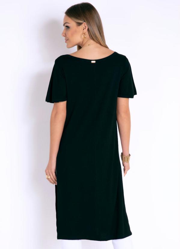 Quintess - Blusa Alongada Preta com Fendas Laterais 2