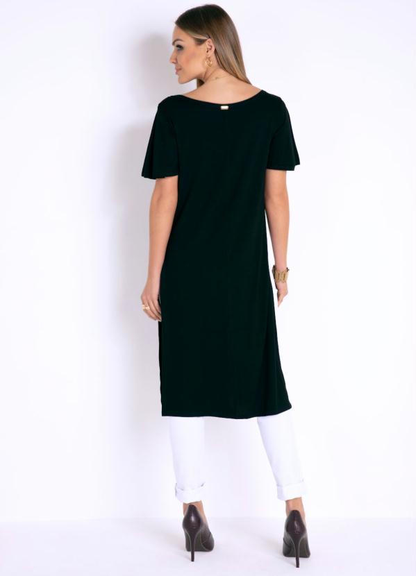 Quintess - Blusa Alongada Preta com Fendas Laterais 4