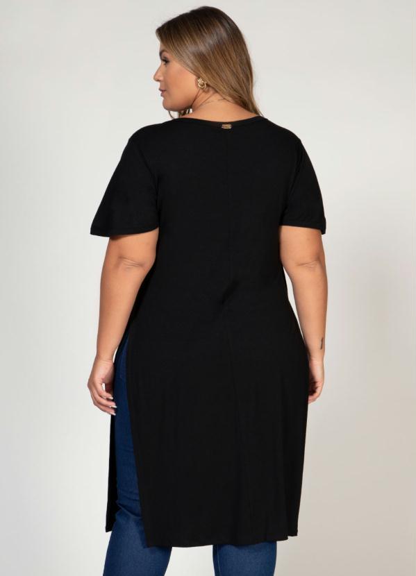 Quintess - Blusa Alongada Preta com Fendas Laterais 6