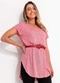 Quintess - Blusa Alongada Laranja com Barra Arrendondada - variação: Rosa