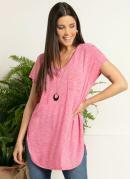 BLUSA ALONGADA (ROSA) COM DECOTE V