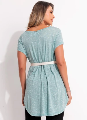 Quintess - Blusa Alongada Verde com Barra Arrendondada - QUINTESS