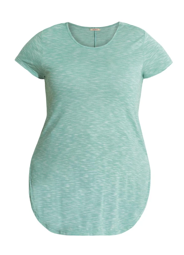 Quintess - Blusa Alongada Verde com Barra Arrendondada