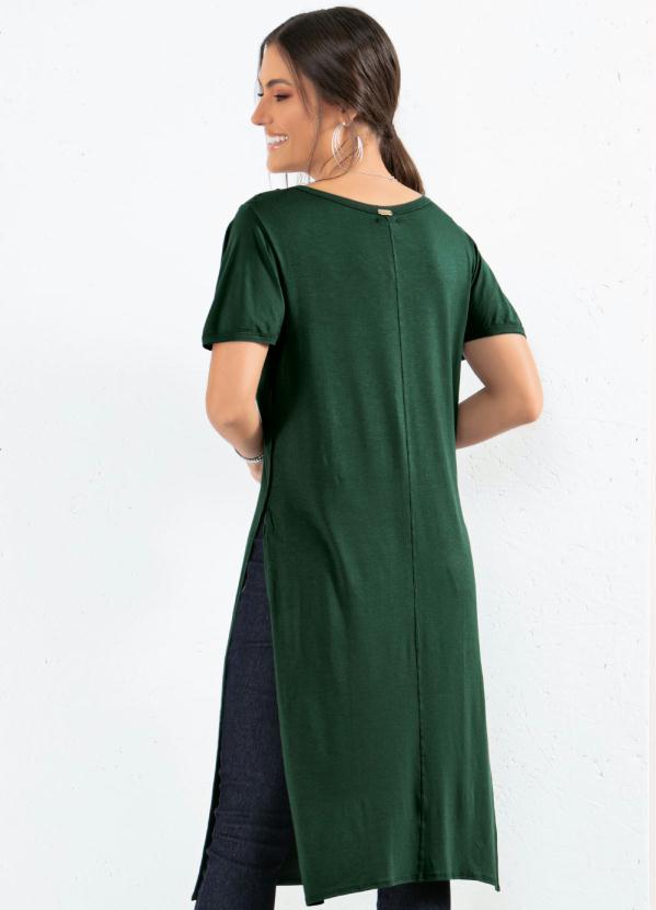 Quintess - Blusa Alongada Verde com Fendas Laterais 2