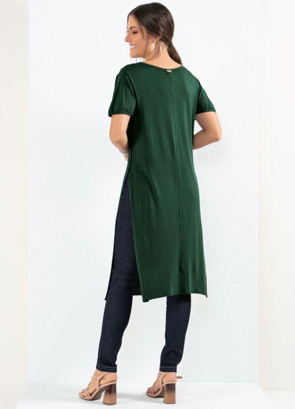 Quintess - Blusa Alongada Verde com Fendas Laterais 4