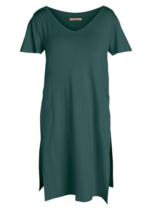 Quintess - Blusa Alongada Verde com Fendas Laterais 5