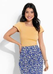 Blusa Amarela Decote Quadrado