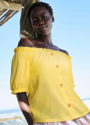 bonprix - Blusa Amarela em Tecido Plano - BONPRIX