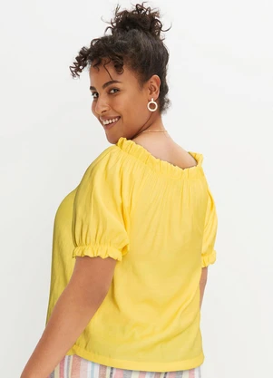 bonprix - Blusa Amarela em Tecido Plano - BONPRIX