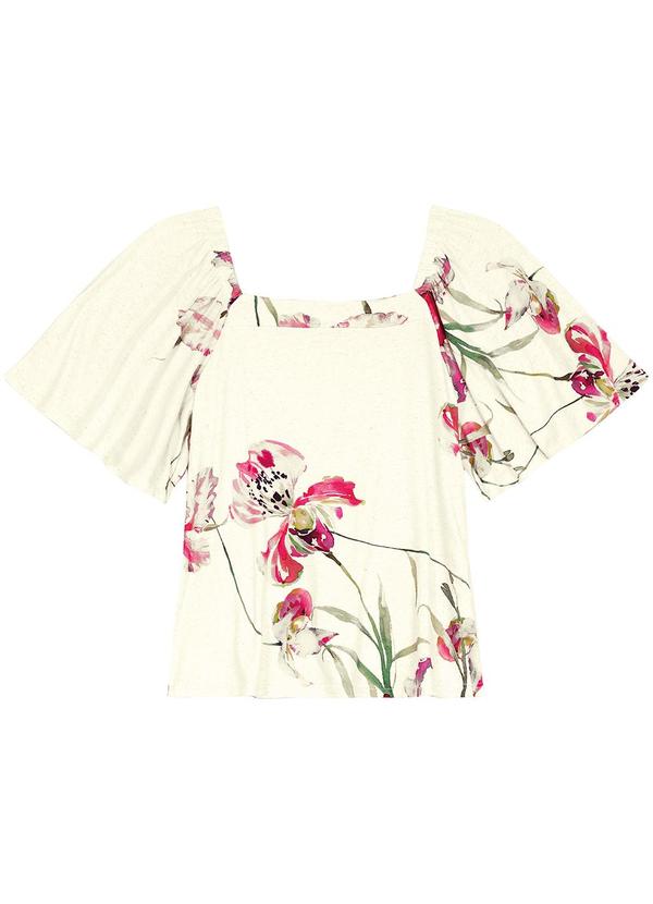 Malwee - Blusa Ampla Botânica Off White