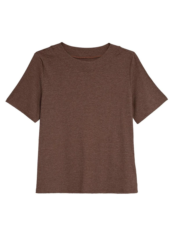 Malwee - Blusa Ampla Canelada Marrom 3