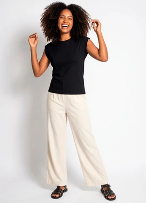 Malwee - Blusa Ampla Canelada Preto - MALWEE