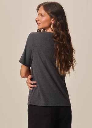 Malwee - Blusa Ampla Canelada Preto - MALWEE