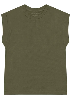 Malwee - Blusa Ampla Canelada Verde Militar - MALWEE