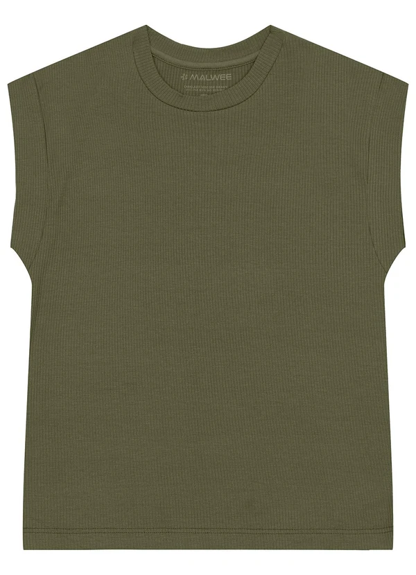 Malwee - Blusa Ampla Canelada Verde Militar