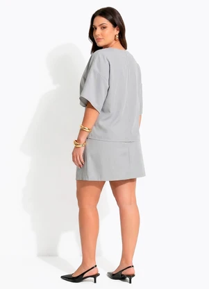 Quintess - Blusa Cinza Claro em Viscose com Poliéster - QUINTESS