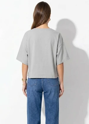Quintess - Blusa Cinza Claro em Viscose com Poliéster - QUINTESS