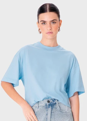 Enfim - Blusa Ampla em Malha Azul Pastel - ENFIM
