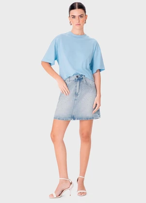 Enfim - Blusa Ampla em Malha Azul Pastel - ENFIM