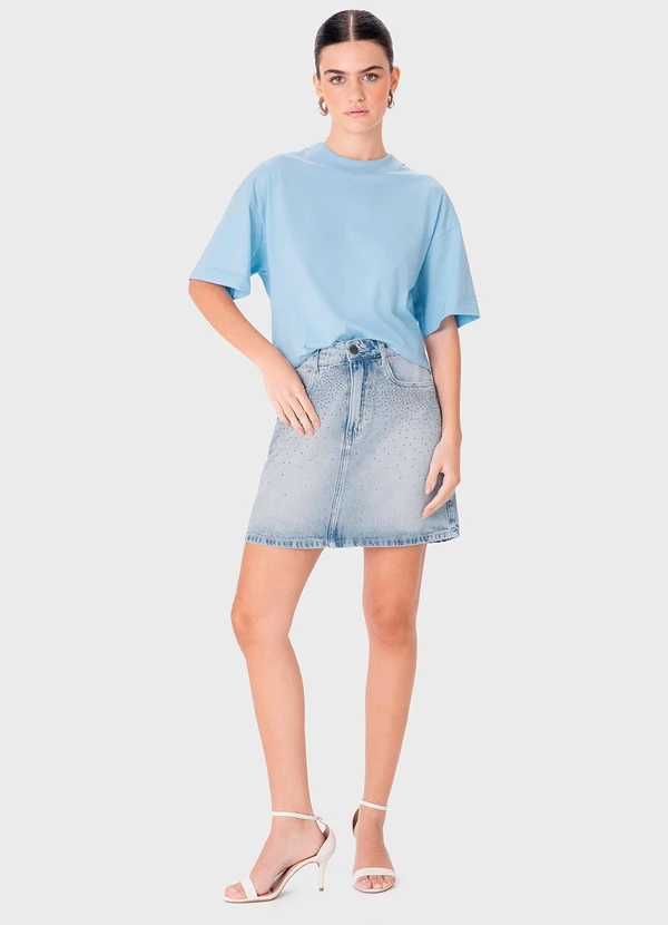 Enfim - Blusa Ampla em Malha Azul Pastel 2