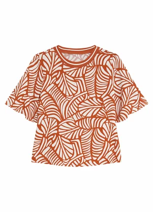 Malwee - Blusa Ampla Folhagem em Viscolinho Laranja - MALWEE