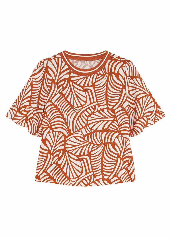 Malwee - Blusa Ampla Folhagem em Viscolinho Laranja 1