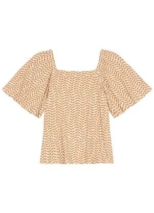 Malwee - Blusa Ampla Geométrica Laranja - MALWEE
