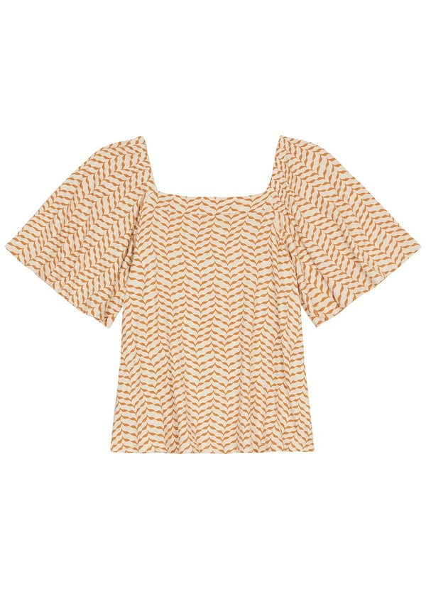 Malwee - Blusa Ampla Geométrica Laranja