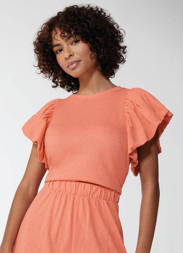 Enfim - Blusa Ampla Linho Feminina Laranja