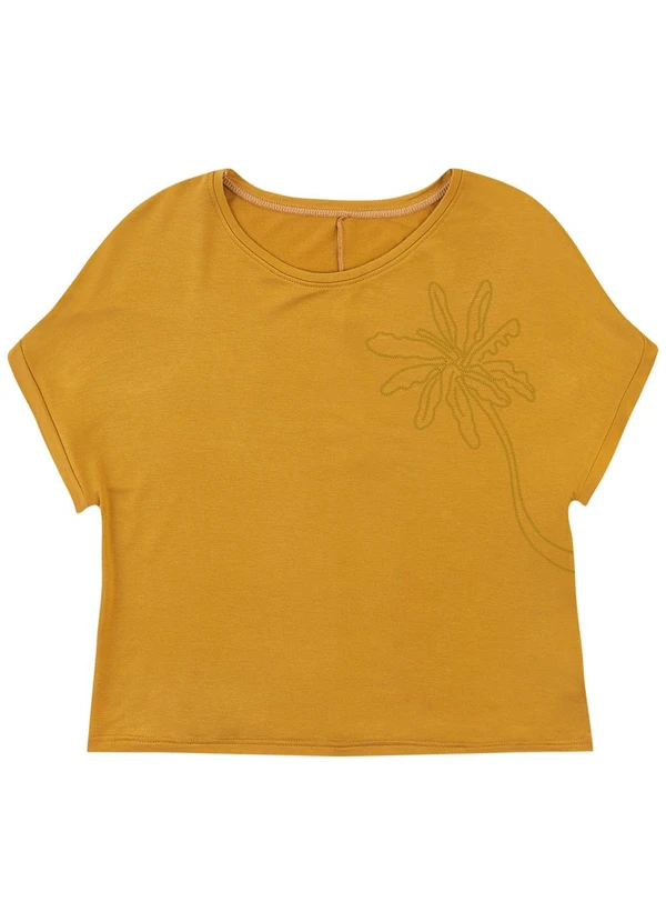 Malwee - Blusa Ampla Palmeira em Moletinho Amarelo 3