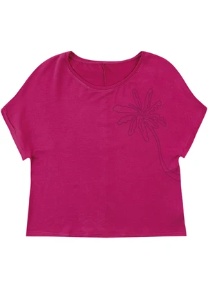 Malwee - Blusa Ampla Palmeira em Moletinho Fúcsia - MALWEE