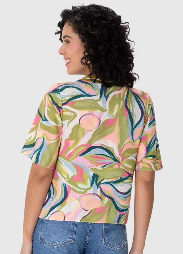 Malwee - Blusa Ampla Tropical em Viscolinho Verde 2