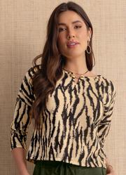 Blusa Animal Print com Gota e Fivela Dourada