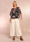 Doce Trama - Blusa Aquarela Rose em Tule Estampado - variação: Estampado