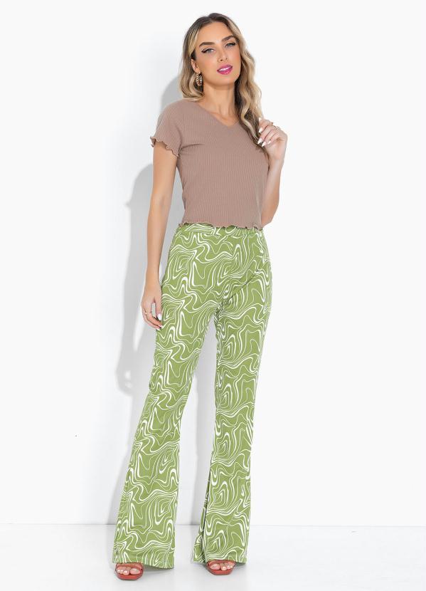 Moda Pop - Blusa Areia com Decote em V e Mangas Curtas 3