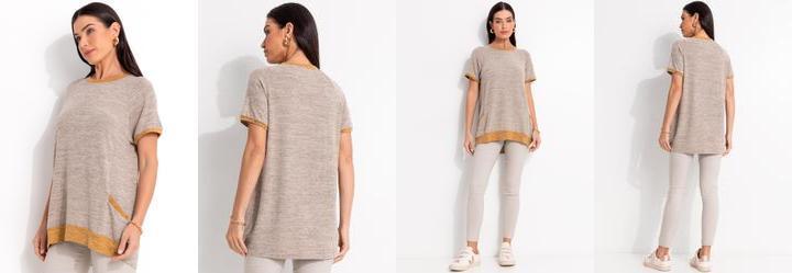 Blusa Areia em Malha Tric