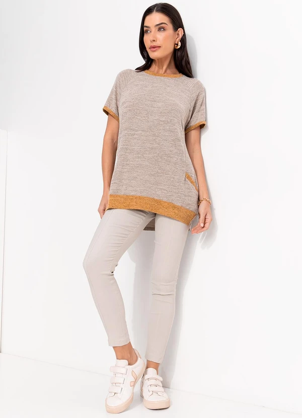 Quintess - Blusa Areia em Malha Tricô