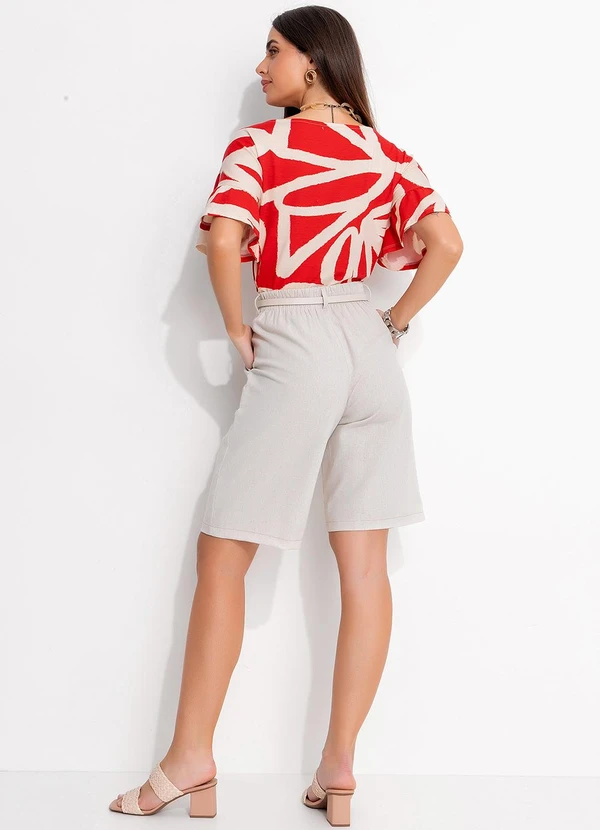 Quintess - Blusa Artístico Vermelho em Malha de Viscose 4