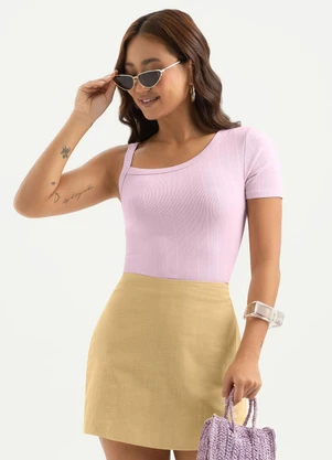 Cativa - Blusa Assimétrica Canelada Lilás - CATIVA