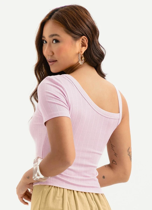 Cativa - Blusa Assimétrica Canelada Lilás 2