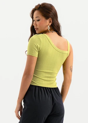 Cativa - Blusa Assimétrica Canelada Verde - CATIVA