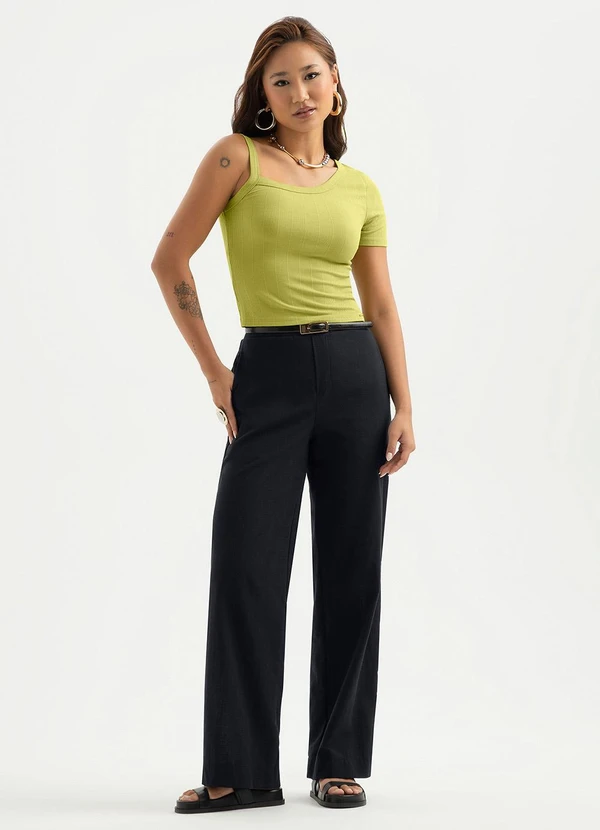 Cativa - Blusa Assimétrica Canelada Verde 3