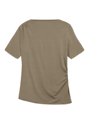 Malwee - Blusa Assimétrica com Torção Marrom - MALWEE